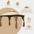 thumbnail image 4 of Domi Outdoor Living 10'x13'Patio Gazebo Outdoor Ventilation Double Roof Gazebo with Mosquito Netting for Patio,Lawn and Garden, Brown, 4 of 10