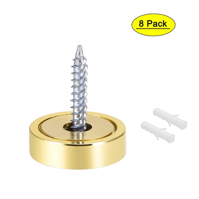 Uxcell 0.79'' Tornillos de espejo Cubierta decorativa de tapa Clavos de acero inoxidable pulido dorado 8pcs