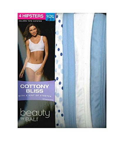 Beauty by Bali Women's 4 Pack Cottony Bliss Hipster Panty #UG41WP 