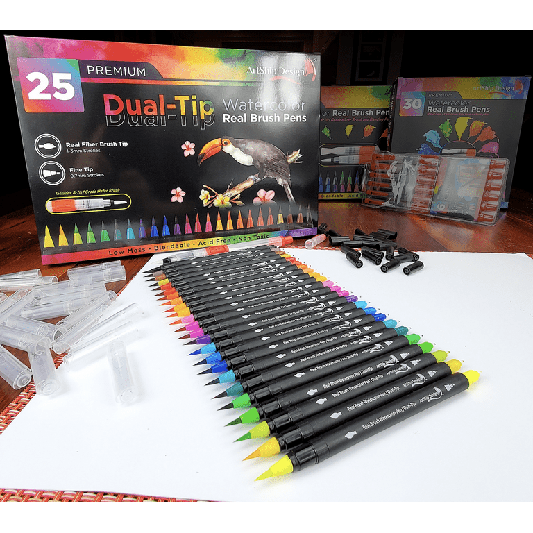 Premium Watercolor Brush Pens Artist Water Coloring Brush Tip Markers Set  of 25 Paint Pen
