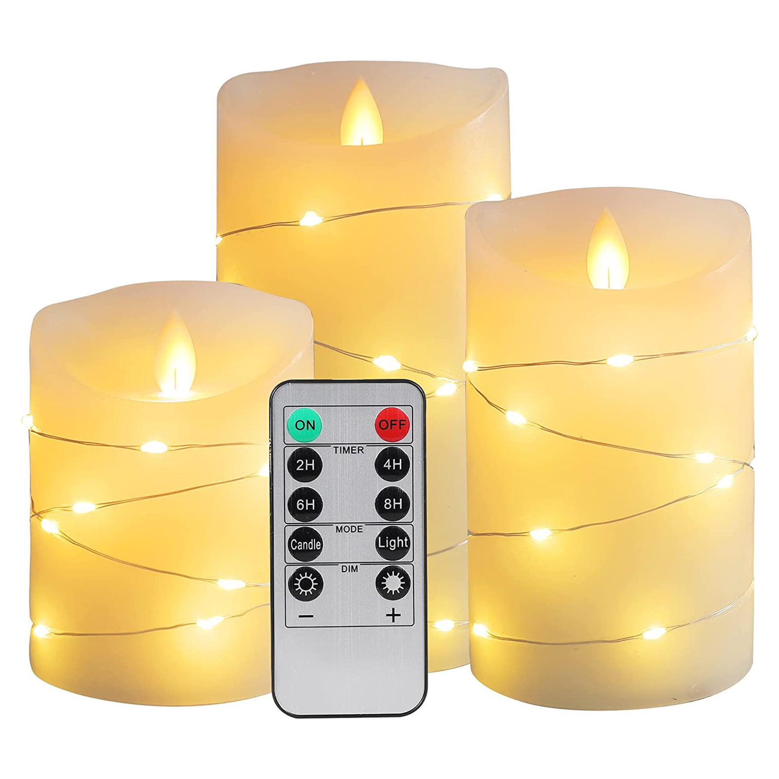Firxreer Remote Candles | Led Candles Flickering Bulk | 3/set LED Flameless Candles Embedded String Lights, Realistic Candles With Timer For Wedding Christmas Decorations - Walmart.com
