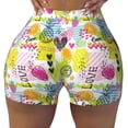 thumbnail image 2 of Balery Tropical Pineapples Pantalones cortos de entrenamiento estampados para mujer, sin costuras, ajustados, para gimnasio, yoga, correr, deportes, ejercicio activo, fitness.-Small, 2 of 8