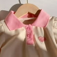 thumbnail image 6 of CHEEREAM Girls Polo Dress Puff Short Sleeve Heart Print School Uniform Summer Casual A-Line Dresses for 12Months-8Years Beige 2 Years, 6 of 9