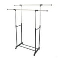 Ktaxon Movable Stainless Steel Clothes Rack with Double Bar, Heavy Duty