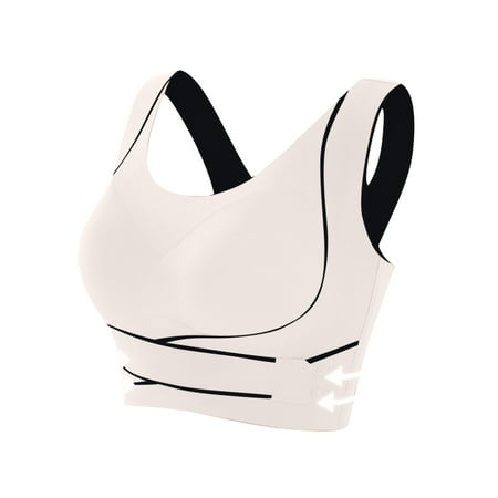 Plus Size Bras on Clearance Wireless Bras for Women Push up Seamless Comfy Sports Daliy Bra Front Crisscross Bras Side Buckle Yoga Underwear Bra with No Straps White