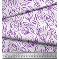 thumbnail image 3 of Soimoi Purple polyester Crepe Fabric Leaves & Rose Floral Print Fabric by the Yard 42 Inch Wide, 3 of 3