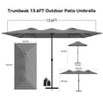 thumbnail image 6 of Gotland 14FT Outdoor Patio Umbrella with Base, UV Protection & Waterproof Double-Sided Rectangle Umbrella with Crank Handle & 12 Sturdy Ribs, Table Umbrella for Garden, Deck, Pool - Gray, 6 of 6