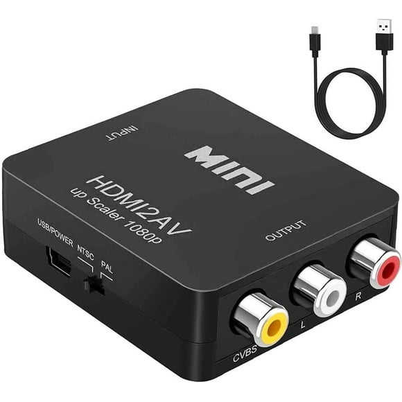YOU ER MEI Adaptador HDMI a RCA, HDMI a AV Convertidor de Video Soporte 1080P con Cable de Alimentac