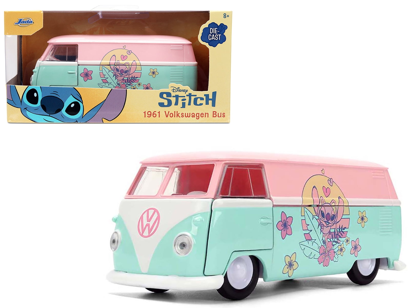 JADA 1961 フォルクスワーゲン・バス & スティッチ Jada Toys - 1:32 Disney Stitch - Hollywood Rides - '61 VW Bus