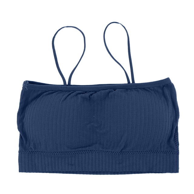 B91xZ Brassière de Sport Sans Couture pour Femmes, Froncée devant, Dos Nageur, Bleu Foncé L