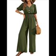 thumbnail image 1 of Mono de Mujer de Corta con Cuello en V, Elegante, Informal, con Pierna y Pantalones. Verde M, 1 of 10