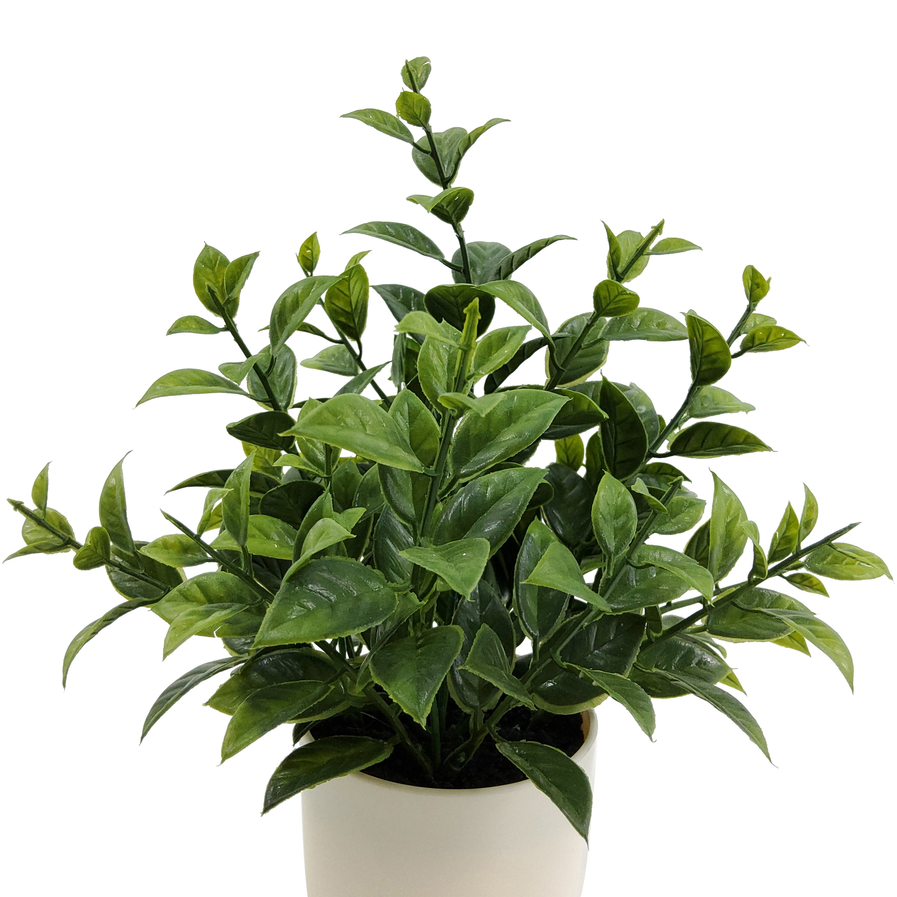 Mainstays Indoor Artificial 9in Tea Leaf in Pot, Green Color.