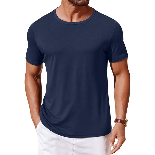 Camiseta COOFANDY Cuello Redondo para Hombre Azul Marino