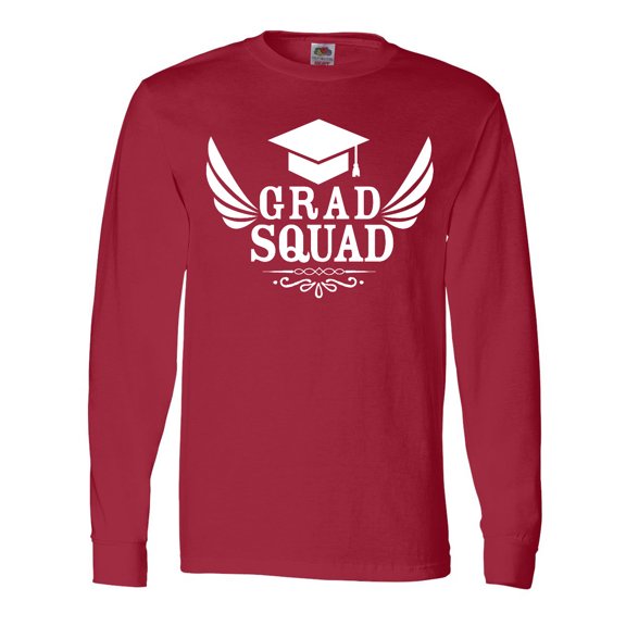 Inktastic Grad Squad with Graduation Cap and Wings Long Sleeve T-Shirt