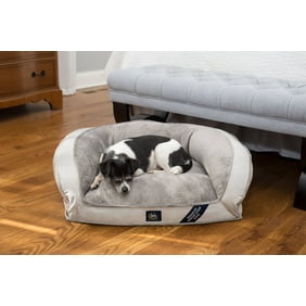 SertaPedic Memory Foam Mini Couch Dog Bed, Grey, Small