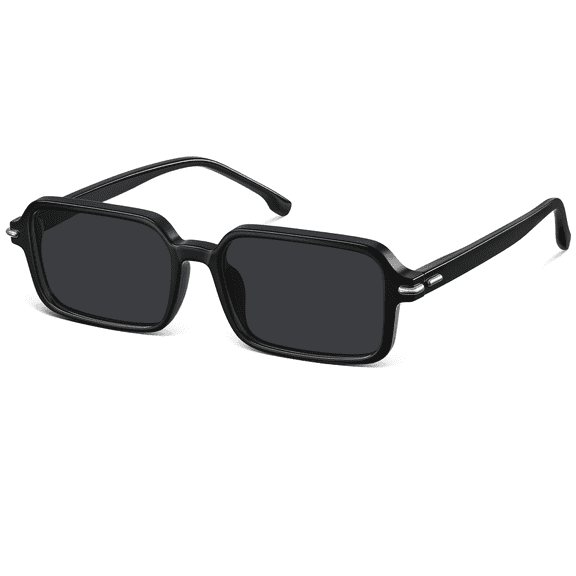 Trendy Rectangle Sunglasses for Women Vintage Square Frame UV400 Protection Sun Glasses(Black/Gray)
