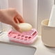 thumbnail image 5 of Jabonera de plástico con tapa y bandeja de drenaje | Jabonera de encimera para baño y viajes | Jabonera resistente al agua en azul oscuro, rosa o beige, 5 of 6