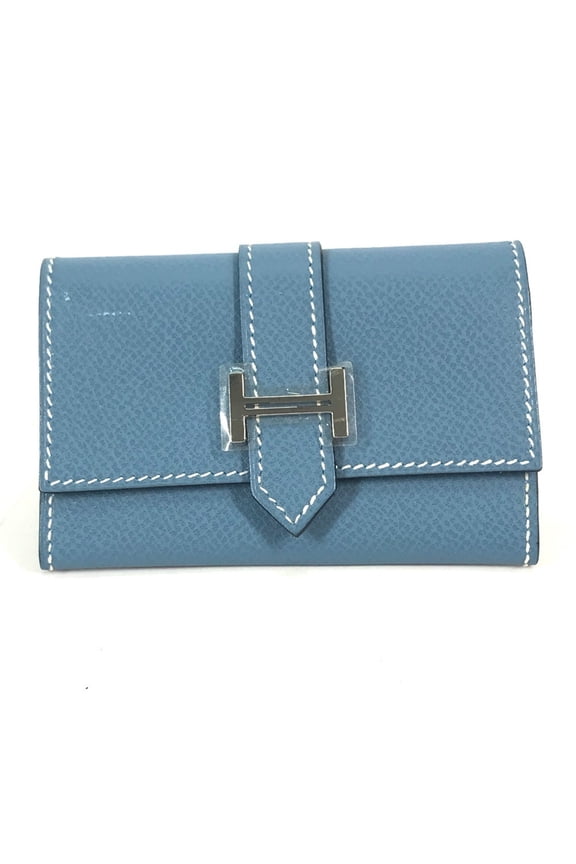 Pre-Owned HERMES Bearn business card case, pass coin wallet, purse, leather, women's,... (Good)