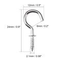 thumbnail image 4 of Uxcell  0.9" Small Screw Eye Hooks Self Tapping Screws Carbon Steel Silver 60Pcs, 4 of 5