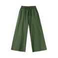 thumbnail image 4 of Sakmal Capri Palazzo Pants for Women Wide Leg Boho Cotton Linen Pants Lightweight Drawstring Summer Solid Capris for Women L, 4 of 6