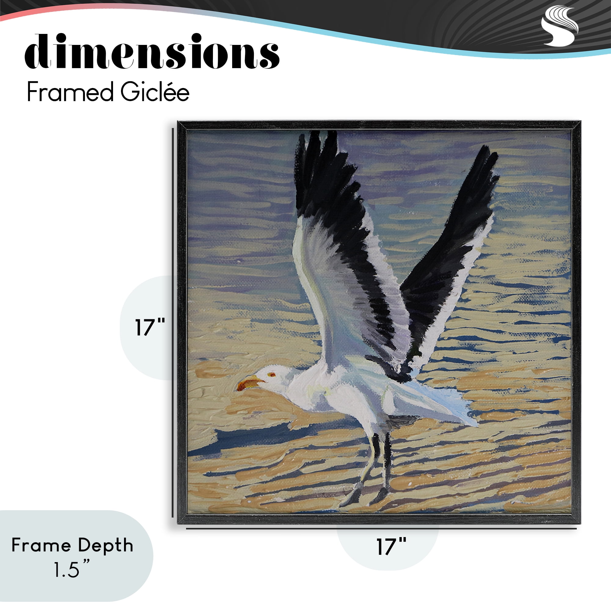 Stupell Industries Seagull Taking Flight Black Framed Giclee Art, design by Violeta Vollmer