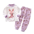 thumbnail image 2 of YMNXA Kids Girls Boys Outfits 2 Piece Long Sleeve Round Neck Cartoon Print Top And Pants Comfortable Fashion Sleepwear Sets For Casual Daily Wear,White,4-5 Years, 2 of 4