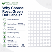1/2 (0.5) Half Inch Round White Coding Labels--Value pack White Dot Labels -Semi gloss finish (1200 Pack)