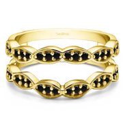 TwoBirch 0.3 Ct. Vintage Stacking Guard Enhancer In 10k Solid Gold and Black Diamonds