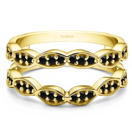 TwoBirch 0.3 Ct. Vintage Stacking Guard Enhancer In 10k Solid Gold and Black Diamonds