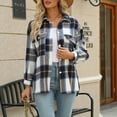 thumbnail image 3 of Winter Savings Clearance! Lindreshi Long Sleeve Shirts for Women Fashion Women Plaid Printing Cardigan Button Coat Blouse Outwear Shirts Outwear, 3 of 4