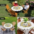 thumbnail image 4 of Summer Yellow Lemon Round Tablecloth for 45-54 Inch Tables, Fitted Table Cover with Elastic Edge, Black Buffalo Plaid Farmhouse Waterproof Outdoor Table Cloth Protector for Patio Garden Dinner Picnic, 4 of 9