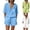 28# Blue, variant on Linen Sets for Women 2 Piece Short Sleeve Tops and Wide Leg Shorts Summer Casual Fashion Beach Outfits White L