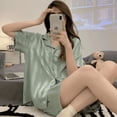 thumbnail image 2 of Pijama de seda de hielo para mujer, ropa de verano fina de manga corta, ropa de casa de verano, traje de dos piezas, 2 of 5