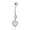 White, variant on AVORA 10K White Gold Simulated Opal Heart Halo with Simulated Diamond CZ Dangle Belly Button Ring Body Jewelry (14 Gauge) - Size 0