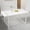 White + MDF+Metal, variant on 55 Inch Rectangular Dining Table, Sturdy Black Metal Legs, Minimalist Retro Style, Kitchen & Dining Room Furniture, Seats 4 to 6 People, White