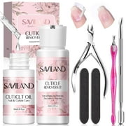 Saviland Instant Cuticle Remover Cream&Oil Kit - Moisturizing, Ultra-Fast Cuticle Remover with Gel Nail Tools