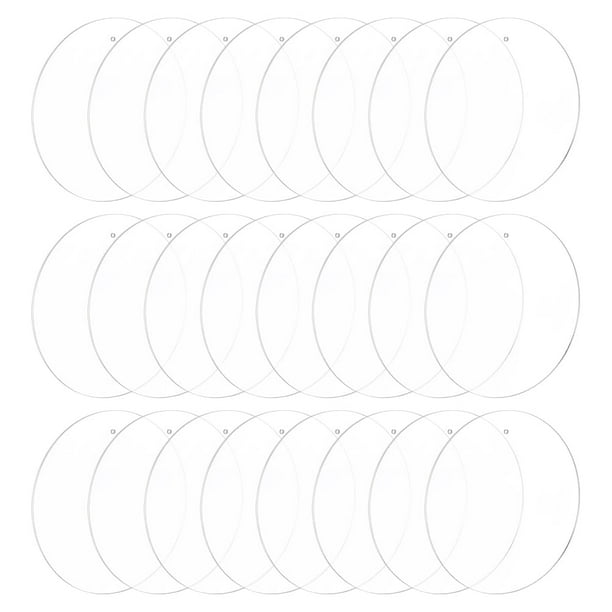24 láminas circulares de acrílico transparente con orificios para colgar, discos redondos de acrílico de 4 pulgadas y 2 mm de grosor, panel de plástico en blanco para pintar, manualidades y colgantes.