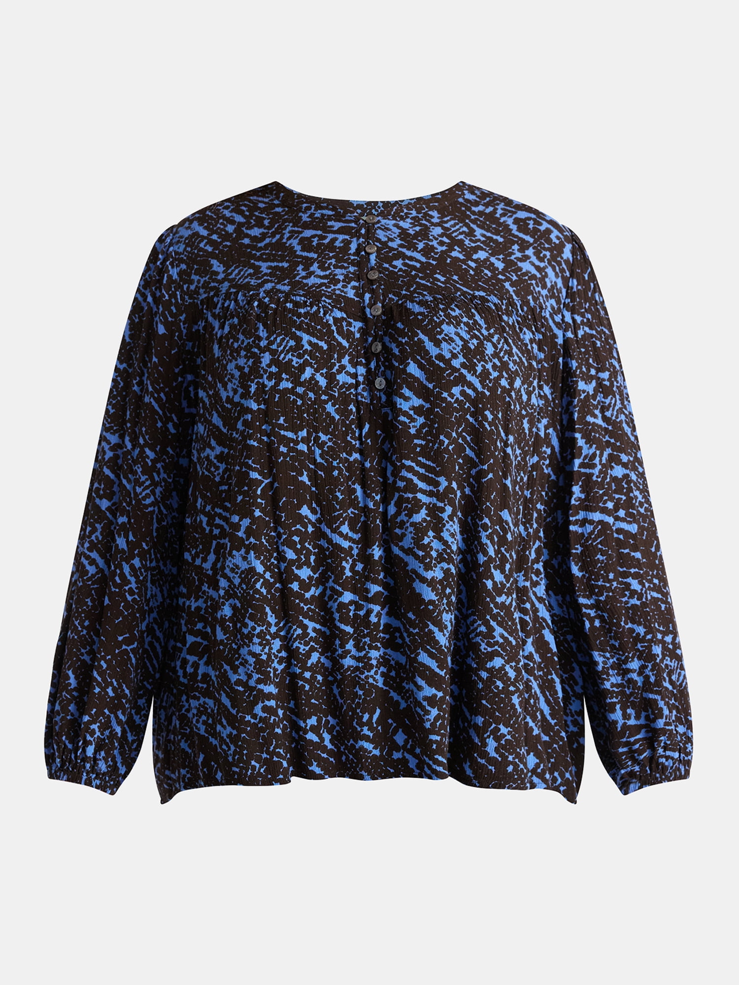 Terra & Sky Women’s Plus Peasant Blouse with Long Sleeves, Sizes 0X-5X