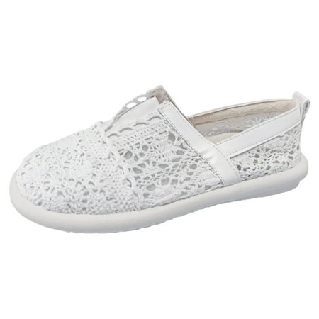 QYZEU Sandals Women Comfortable Flip Flop in for Women Ladies Casual Flower Lace Hollow Out Breathable Soft Bottom Flat Casual Shoes Single Shoes Casual Shoe White 37