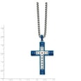 thumbnail image 2 of Stainless Steel Rolo Necklace with Pendants Chain Chisel Polished Blue IP-plated Cross Pendant on a 22 inch Box 29.75 mm, 2 of 2