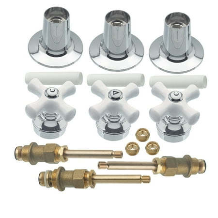 Danco 39696 Trim Kit with Cross-Arm Handles for Price Pfister Three-Handle Tub/Shower Faucets, Chrome/Porcelain