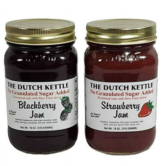 The Dutch Kettle Amish Sugar-Free Blackberry & Strawberry Jam 2-18 Oz. Jars