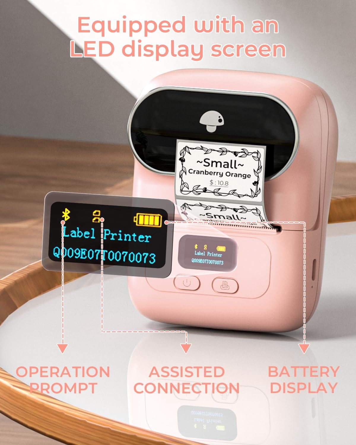 M110 Label Maker Machine- With 3 For Business Labeling  Barcode Office Cable Retail Fonts Choose Icons Templates Pink