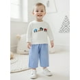 thumbnail image 3 of Rovasas Toddler Boy Fall Outfit Truck Embroidered Long Sleeve Tops Plaid Pants, 3 of 9