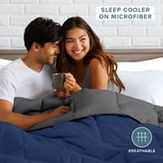 Bare Home 1800 Collection Reversible Down Alternative Comforter, All-Season, Queen, Dark Blue/Gray
