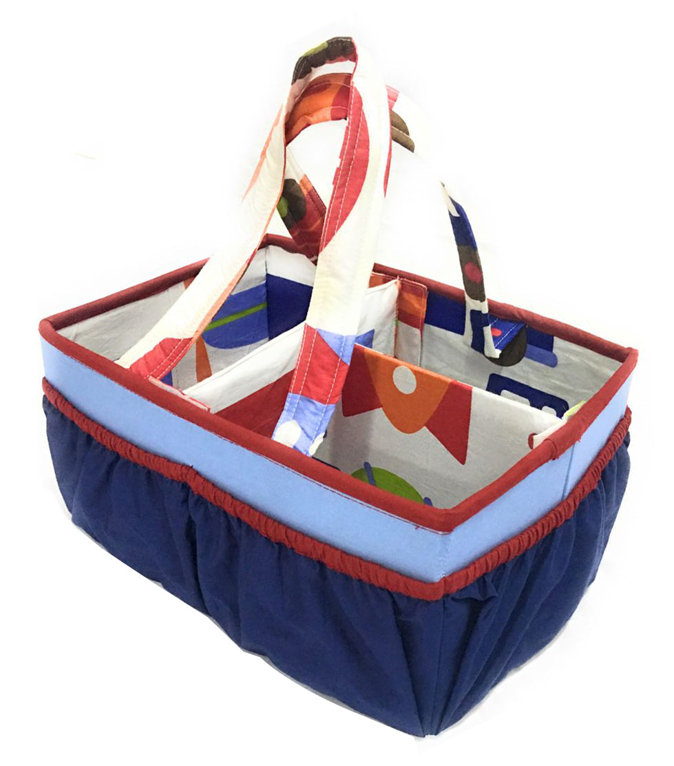 Bacati - Nursery Storage Caddy Transportation Blue/Navy/Orange/Red/Green Boys