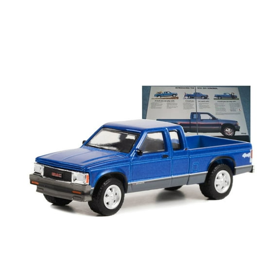 1991 GMC Sonoma Pickup Truck, Blue - Greenlight 39110F/48 - 1/64 Scale Diecast Model Car
