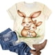 thumbnail image 2 of TaTaai Women's Easter Rabbit T-Shirt Short Sleeve Crew Neck Printed Fitted Spring Summer Base Layer Tee Family Party Daily Wear Gift, 2 of 5