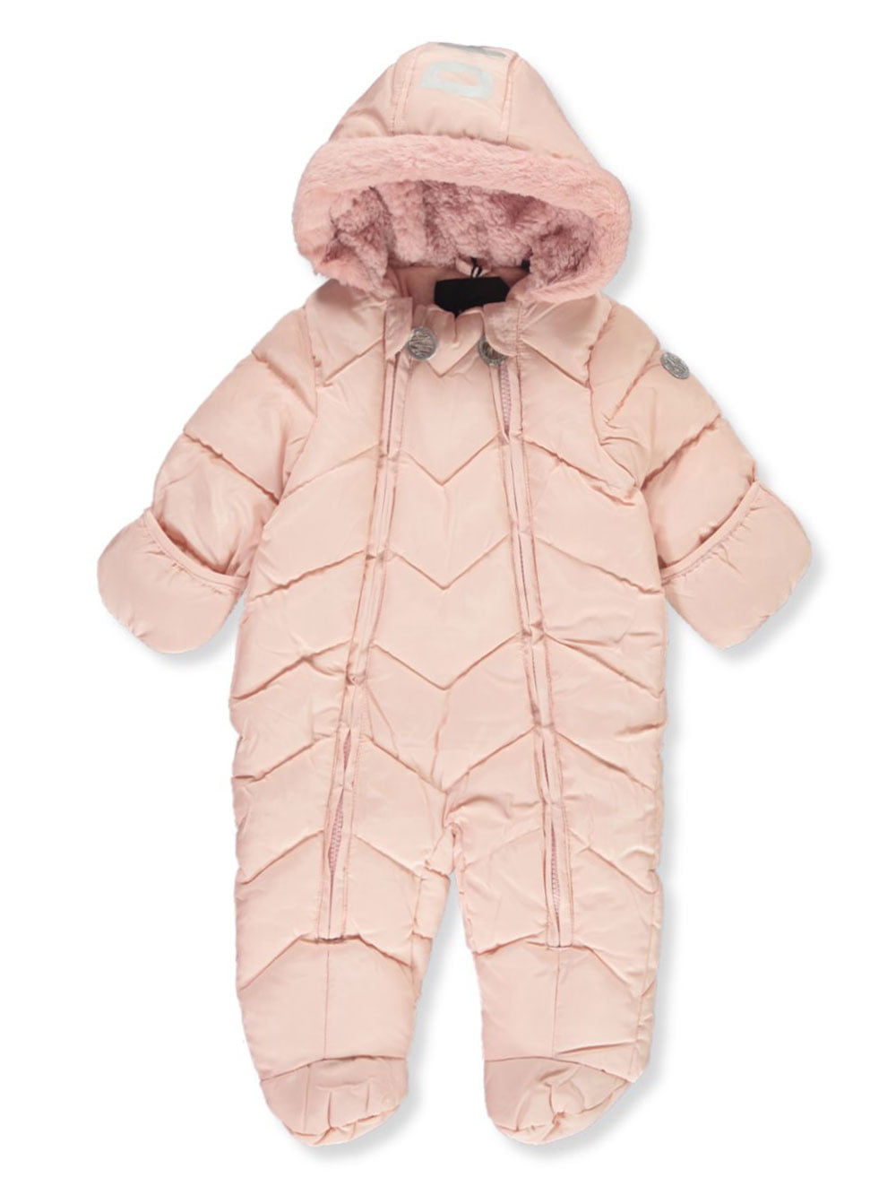 Baby Girls Pramsuit Snowsuit Winter Coat Warm Hooded Fully Lined Pink Spot NEW 