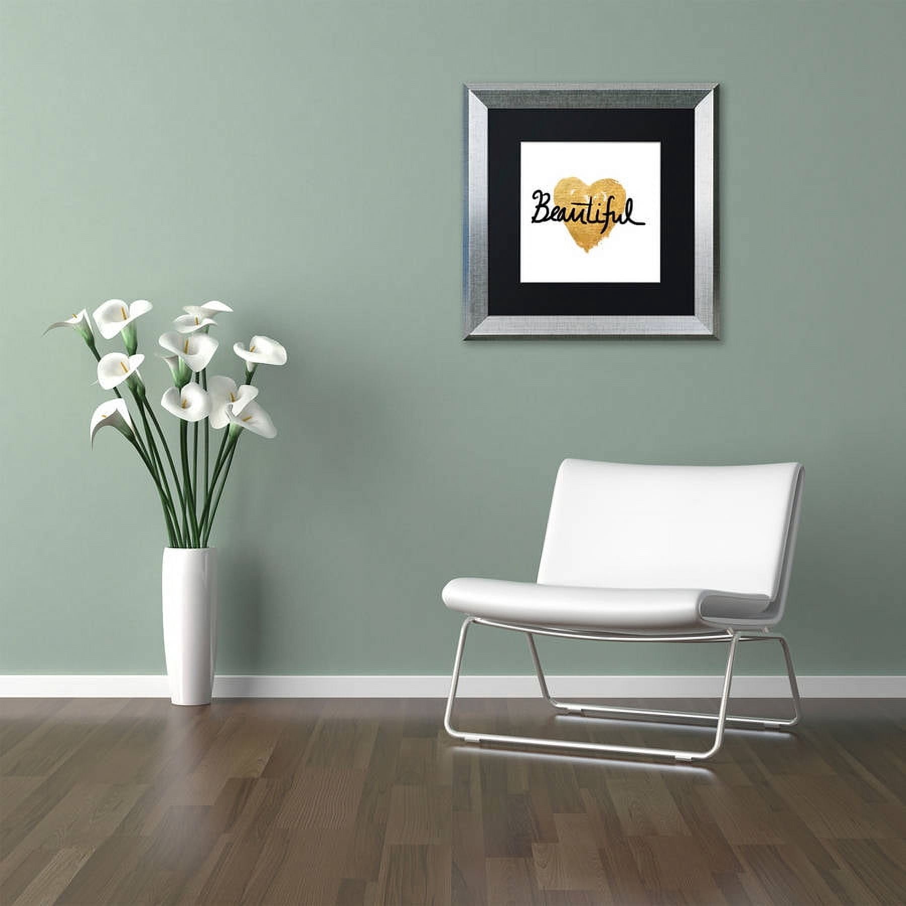 Trademark Fine Art "Beautiful On White" Canvas Art by Lisa Powell Braun, Black Matte, Silver Frame